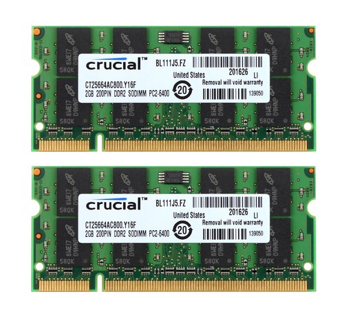 Crucial 4gb 2x2gb - 4gb, ddr2